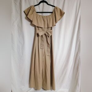Banana Republic Strapless Beige Pantsuit with Ruffle